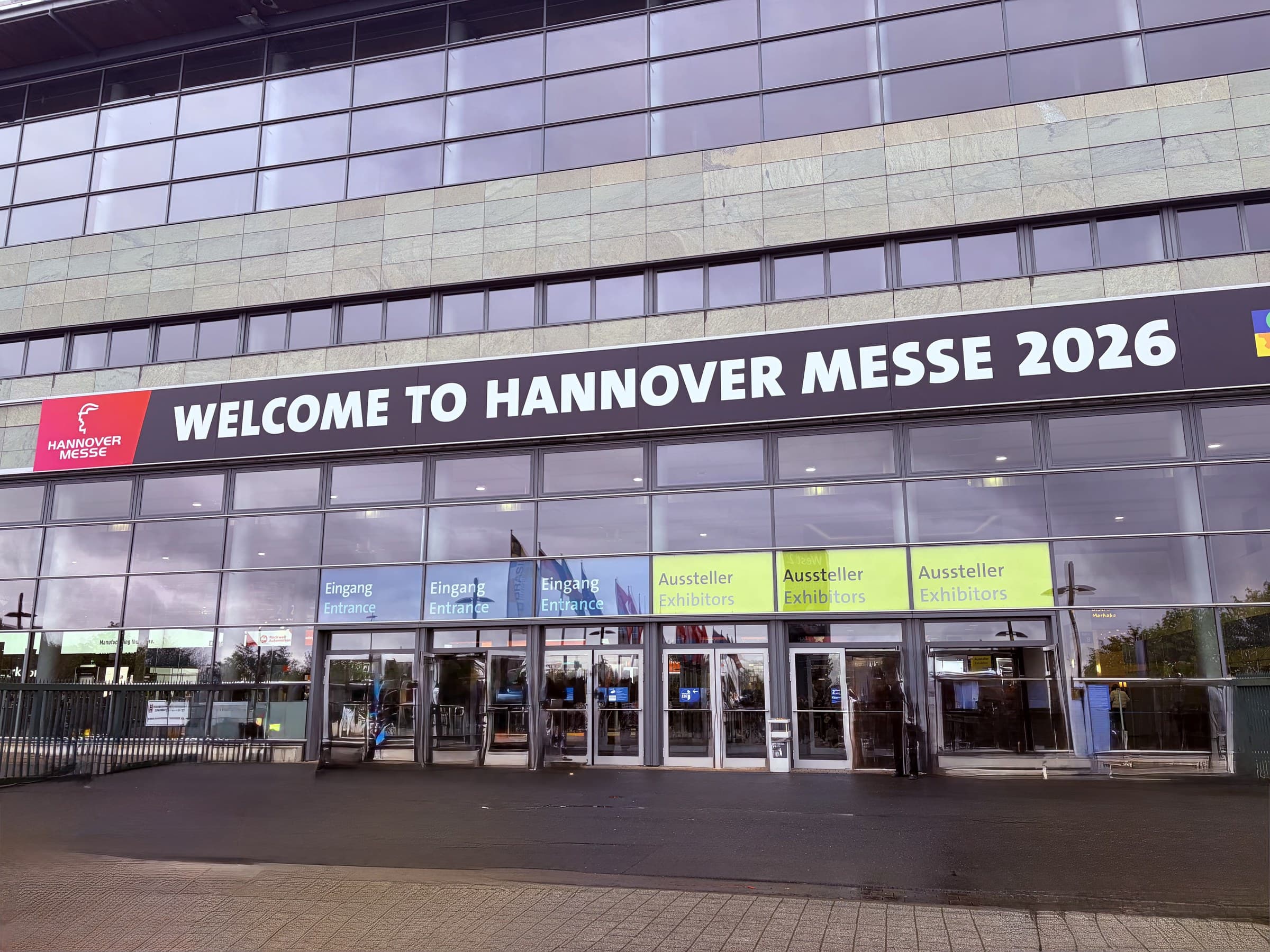 Hannover Messe — main entrance, opening day.