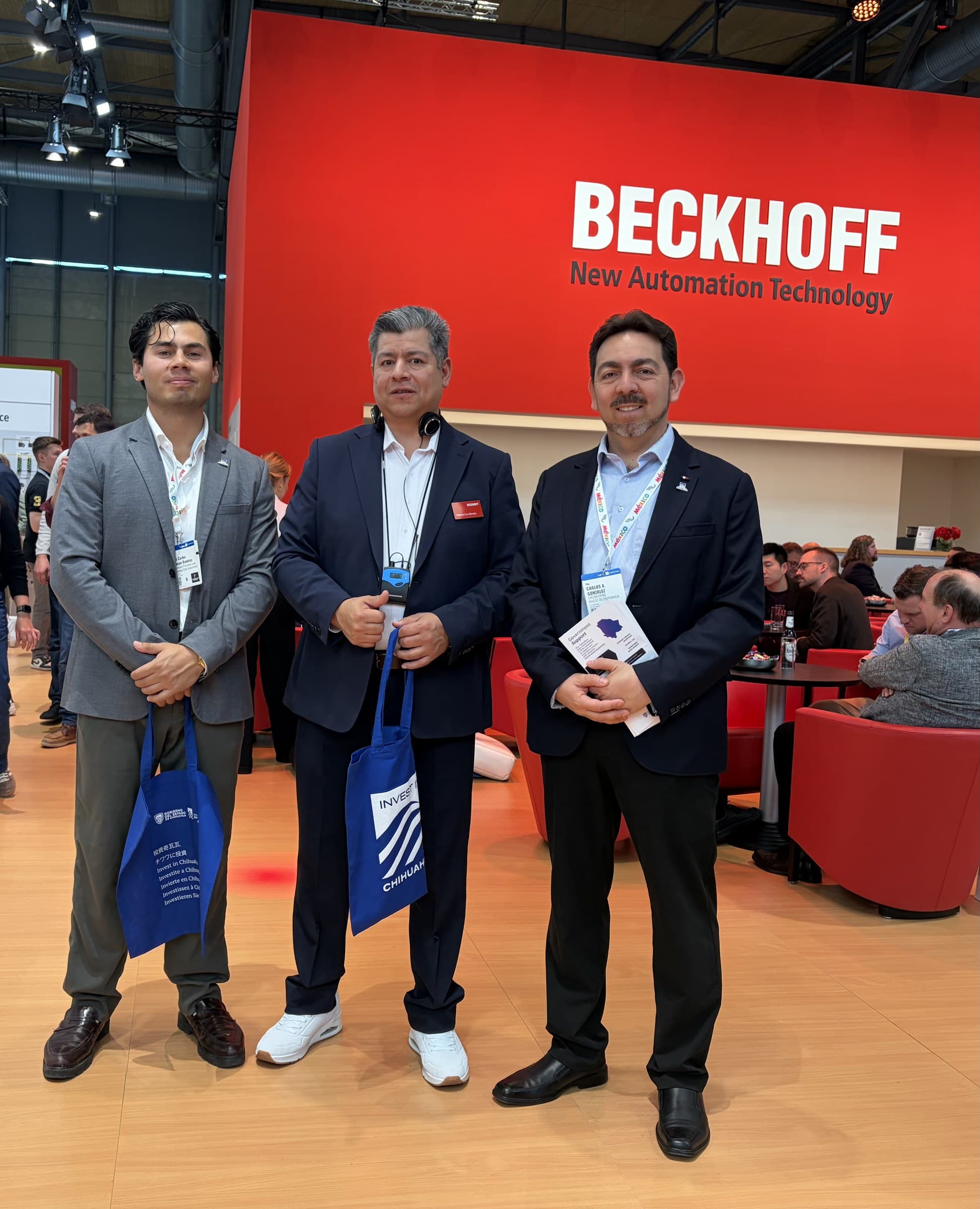 Working session with Beckhoff Automation — industrial automation, Hannover floor.